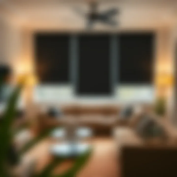 Stylish blackout roman shades in a modern living room setting