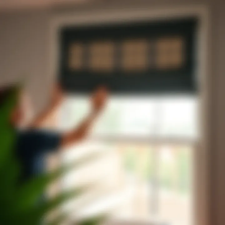 Step-by-step installation of blackout roman shades on a window