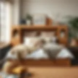 Stylish Boho Bed with Storage A beautifully styled boho bed with integrated storage showcasing textiles and decor