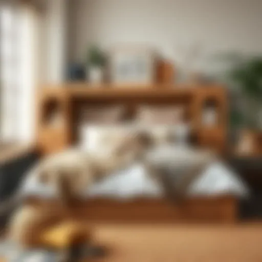 Stylish Boho Bed with Storage A beautifully styled boho bed with integrated storage showcasing textiles and decor