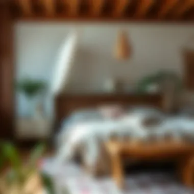 Innovative storage solutions beneath a bohemian-inspired bed