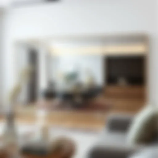 A seamless mirror reflecting a modern living room