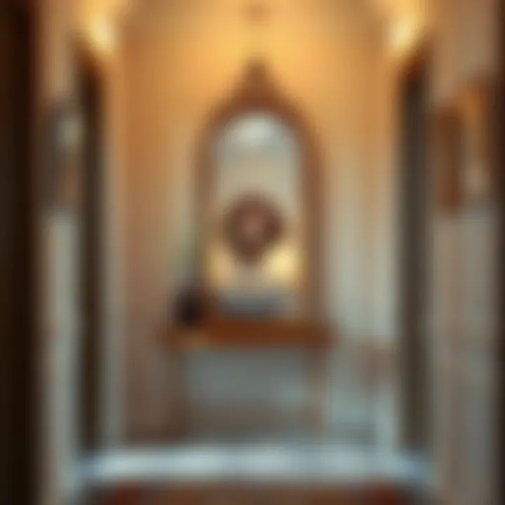 Chic hallway showcasing a beautifully framed mirror