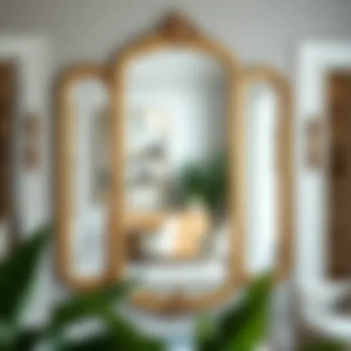 Elegant wall mirror reflecting a well-decorated living room
