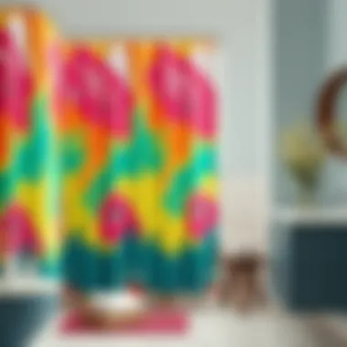 Vibrant Shower Curtains in Stylish Bathrooms Stylish bathroom featuring vibrant shower curtain