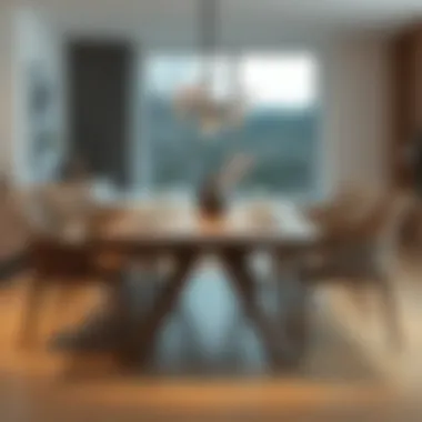 Elegant wooden kitchen table for six with modern decor