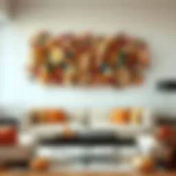 Aesthetic dried flower wall arrangement in a modern living room