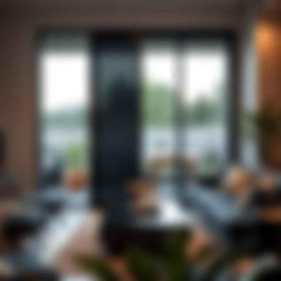 Elegant design of a tall sliding screen door enhancing a modern living space