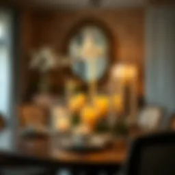 Elegant arrangement of flameless candles on a dining table