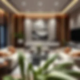 Elegant contemporary furniture in a stylish living room showcasing Omani design elements