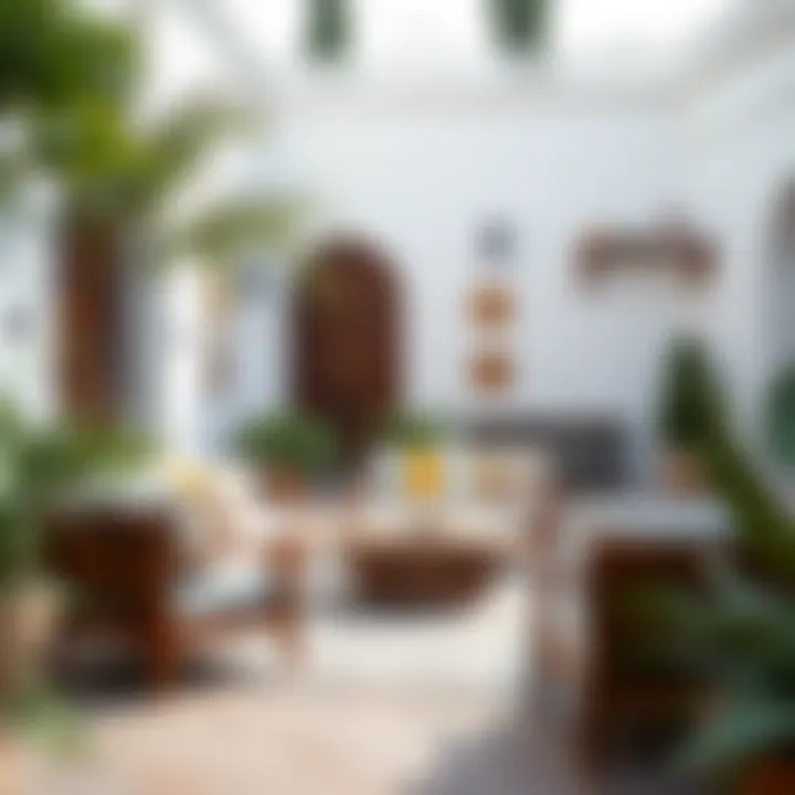 Stylish Outdoor Furniture in Omani Setting A well-decorated outdoor space in Oman featuring stylish outdoor furniture