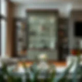 Elegant glass display case showcasing collectibles in a modern living room