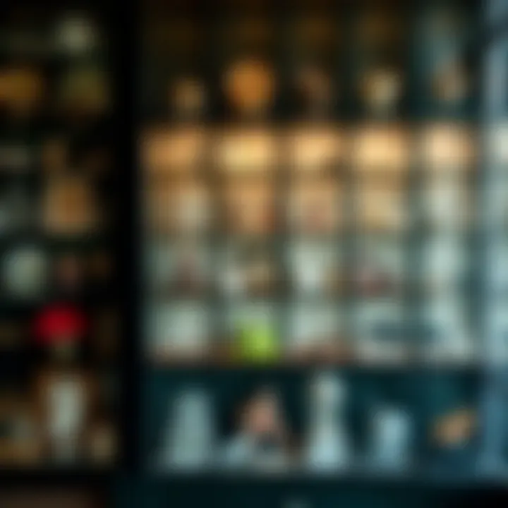 A well-organized display of glass cases filled with various collectible items