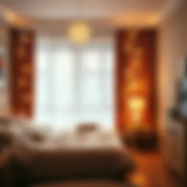Trendy glitter string curtains in a cozy bedroom setting