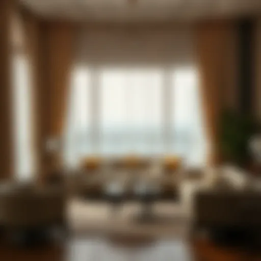 Elegant glitter string curtains in a modern living room