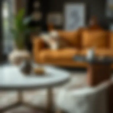 Diverse Materials in Furniture Design Variety of materials used in coffee and end tables