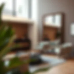 Stylish full length mirror in a modern living room