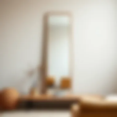 Minimalistic full length mirror against a neutral wall