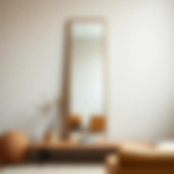 Minimalistic full length mirror against a neutral wall