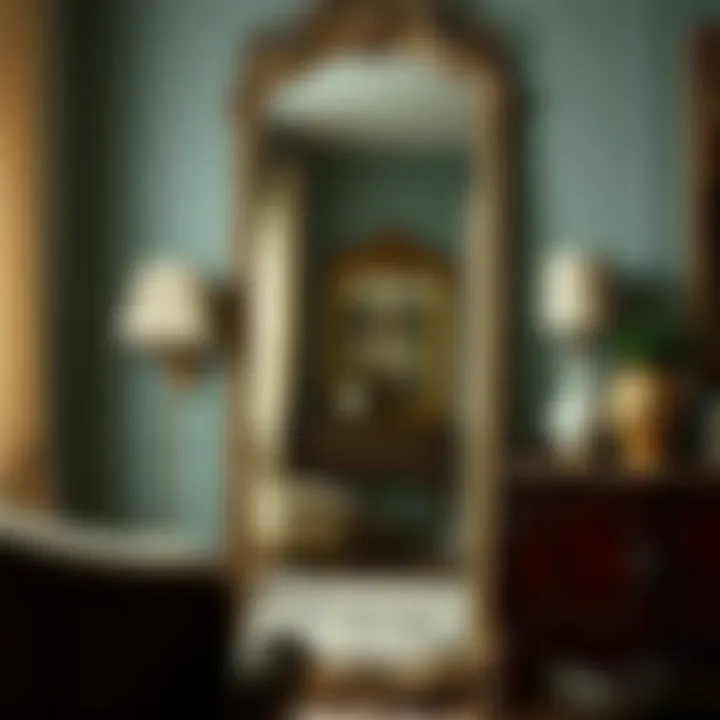 Elegant full length mirror with ornate frame