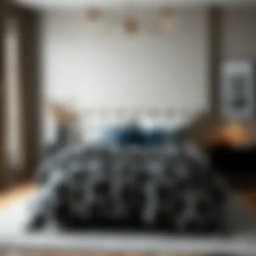 Sophisticated gray leopard print bedding in a modern bedroom