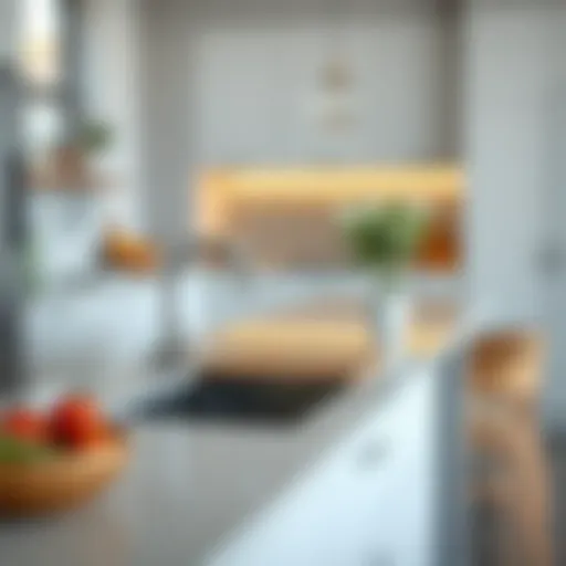 Modern Kitchen with Integrated Bar Sink and Cutting Board Stylish small bar sink with cutting board integration in a modern kitchen