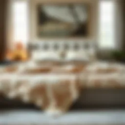 Luxurious king bedspread showcasing intricate embroidery and rich textures