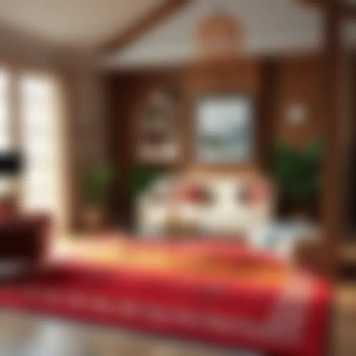 A cozy living room adorned with a vibrant area rug that complements the decor