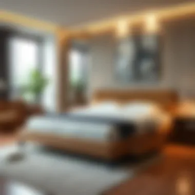 Stylish queen platform bed with integrated storage compartments