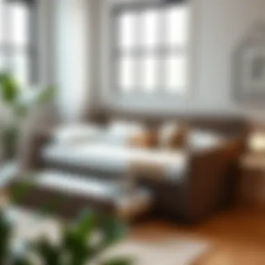 Space Optimization with a Low Profile Daybed Low profile daybed with trundle demonstrating space-saving functionality