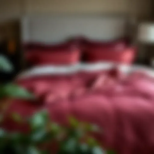 Elegant Arrangement of Maroon Comforter Set on Full Bed Elegant maroon comforter set arranged on a full bed