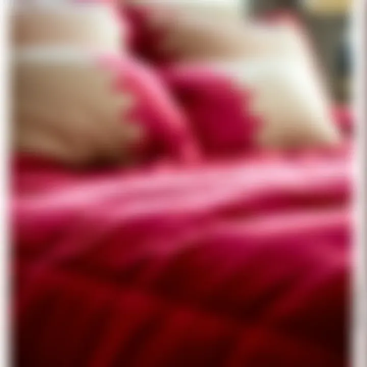 Quality Fabric Texture of Maroon Comforter Set Close-up of maroon fabric texture showcasing quality