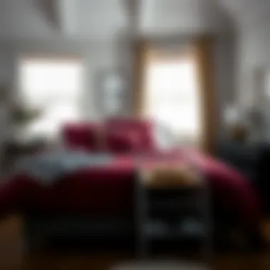 Stylish Bedroom Decor Highlighting Maroon Comforter Stylish bedroom decor featuring maroon comforter