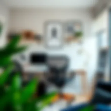 A Modern Home Office Setup with Mesh Black Chair A well-organized home office featuring a mesh black office chair