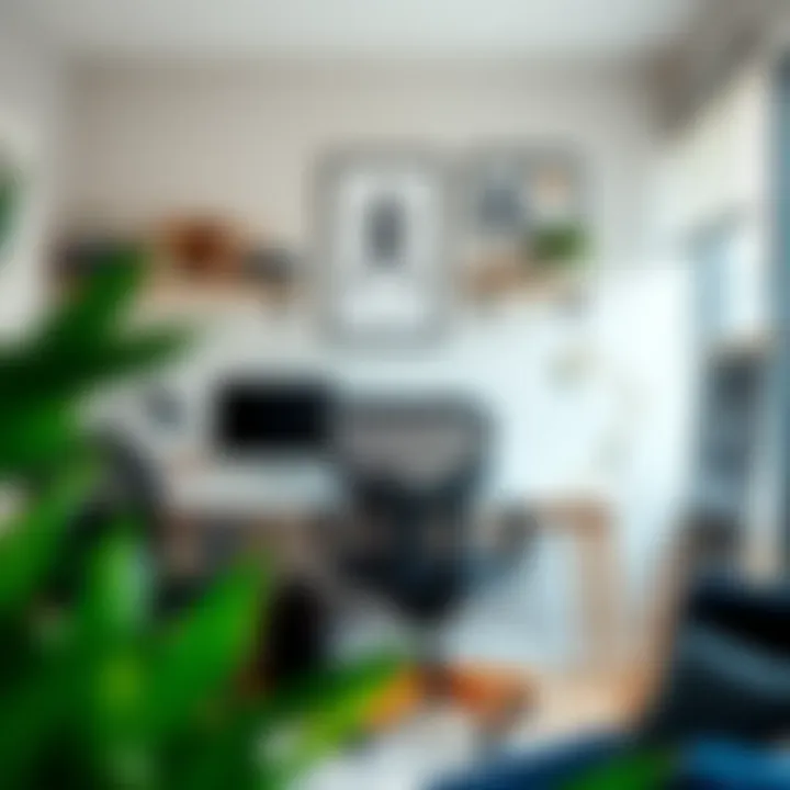 A Modern Home Office Setup with Mesh Black Chair A well-organized home office featuring a mesh black office chair