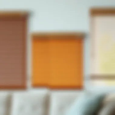 Different types of no drill mini blinds displayed side by side