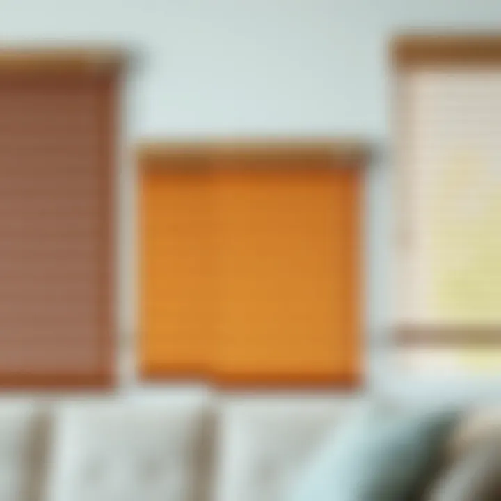Different types of no drill mini blinds displayed side by side