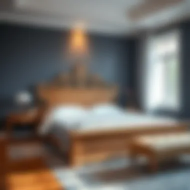 Elegant Oak Queen Bed Frame with Headboard Elegant oak queen bed frame with intricately designed headboard