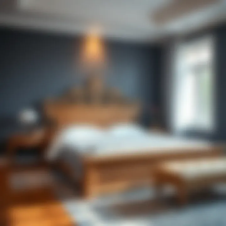 Elegant Oak Queen Bed Frame with Headboard Elegant oak queen bed frame with intricately designed headboard