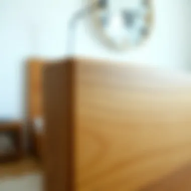 Close-up of Oak Wood Grain and Finish Close-up view of oak wood grain and finish on a queen bed frame