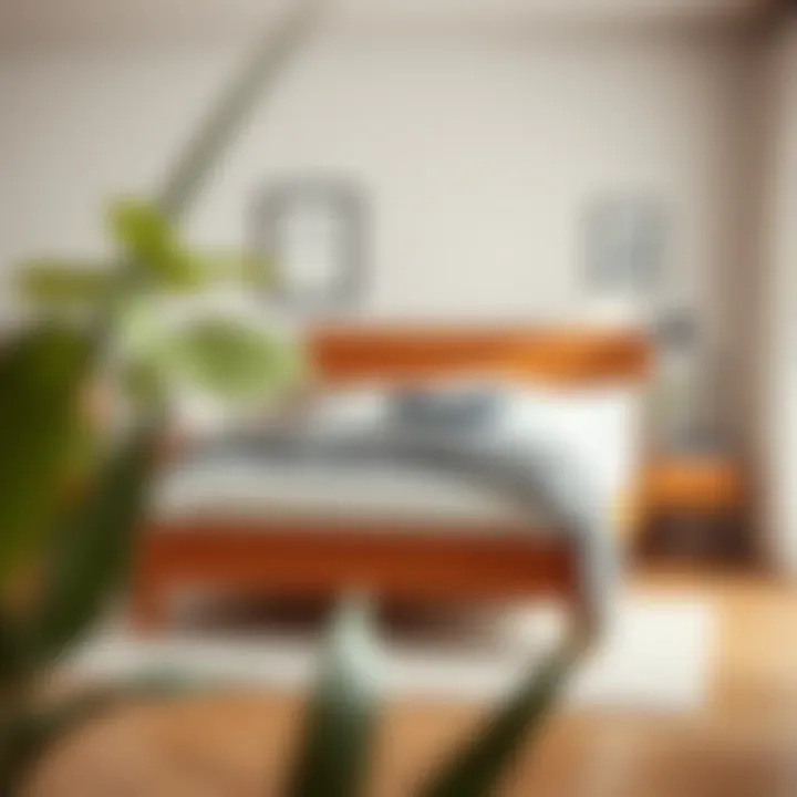 Stylish Bedroom with Oak Queen Bed Frame Stylish bedroom setup featuring an oak queen bed frame and headboard