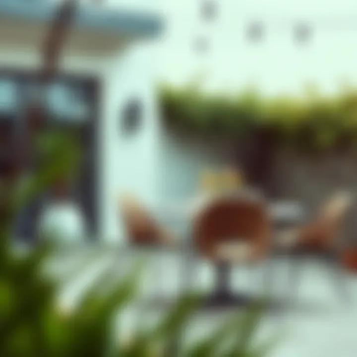 Trendy outdoor dining setup with modern chairs