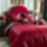 Elegant Red and Black Comforter Set Elegant red and black comforter set on a queen bed