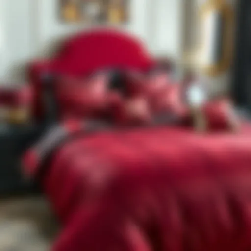 Elegant Red and Black Comforter Set Elegant red and black comforter set on a queen bed