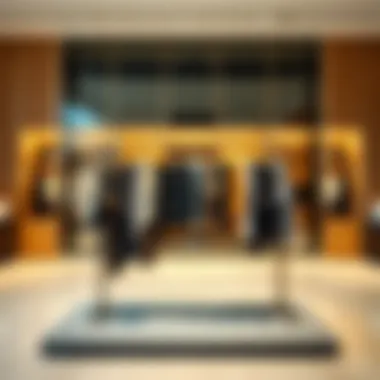 Contemporary Fashion Display on Retail Rack Stylish retail rack showcasing contemporary fashion pieces