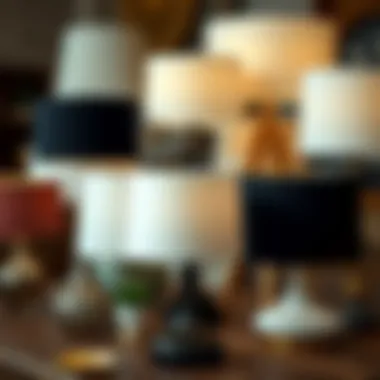 Diverse Styles of Lampshades Different styles of lampshades displayed on a wooden table