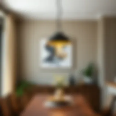 Stylish short pendant light in a cozy dining space