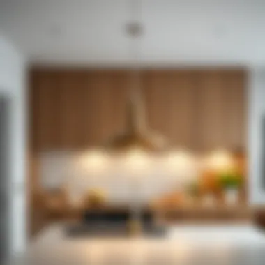 Elegant short pendant light illuminating a modern kitchen