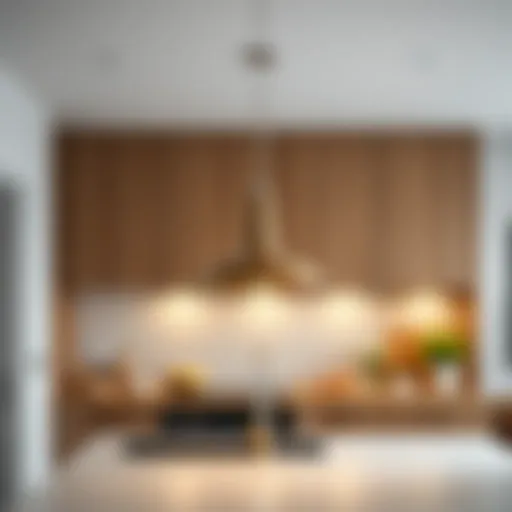 Elegant short pendant light illuminating a modern kitchen