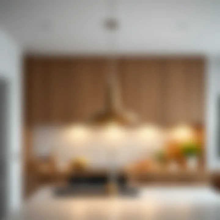 Elegant short pendant light illuminating a modern kitchen